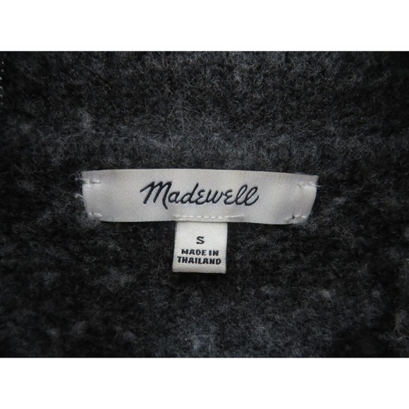 Madewell Sweater Womens Small Rugby Stripe Polo Blue Gray Stripe Mock Neck Wool - Picture 4 of 8